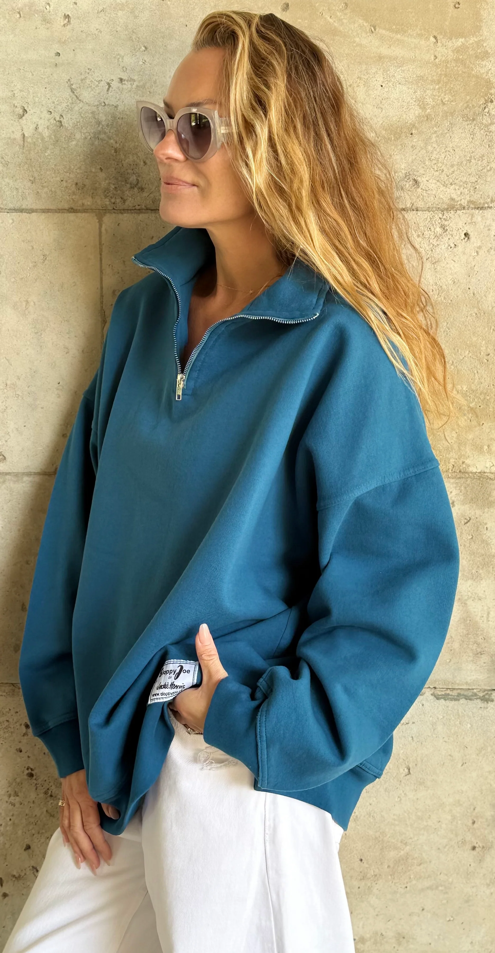 DIANA ZIP NECK - PETROL BLUE - Image 2